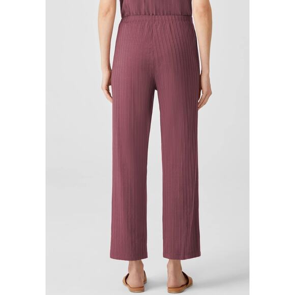Eileen Fisher Washable Stretch Rib Straight Pants L Trouser Pink Mauve Capsule - Picture 3 of 9
